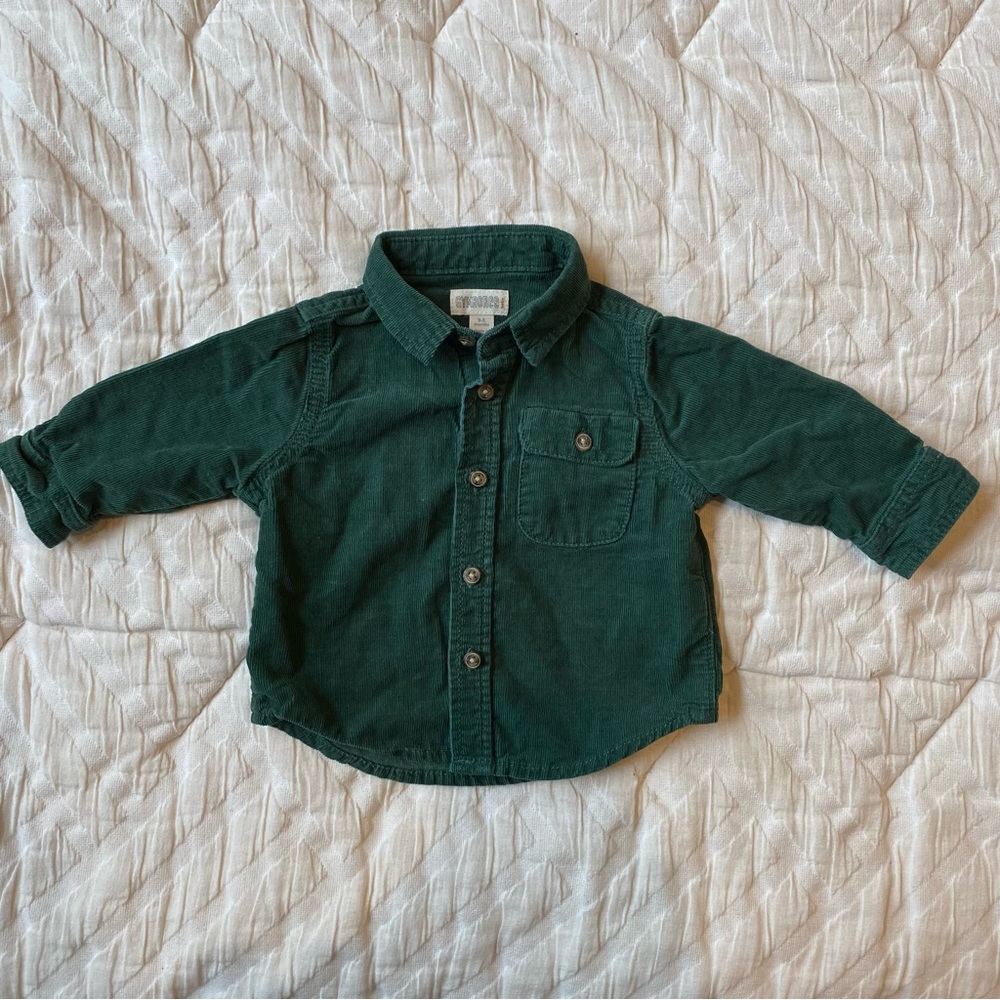 Gymboree Dark Teal Corduroy Button Down Collared Shirt